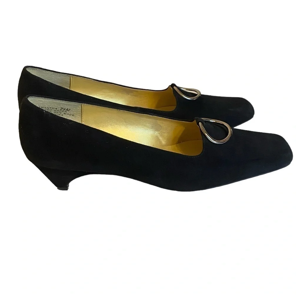 Maggie Sweet 80’s Retro Black suede pumps women’s size 7.5